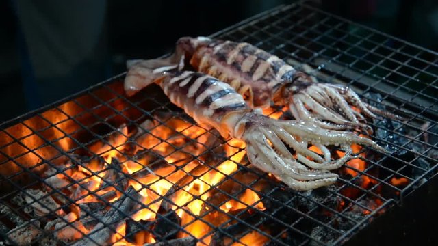 Grilled Squid in the market