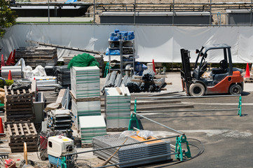 建築現場の資材置き場