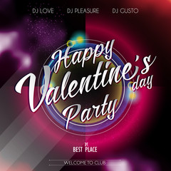 Happy Valentines Day Lettering Party Flyer