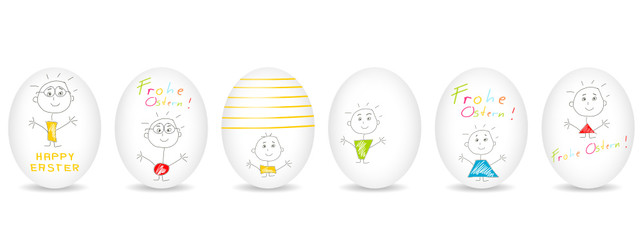 Ostereier Eier Reige Figuren Bunt Frohe Ostern