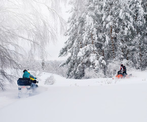 Man on snowmobile