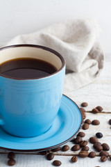 black coffee close-up on a white background