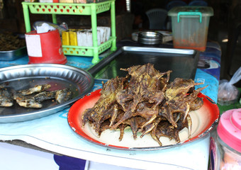 Exotic food fried rat