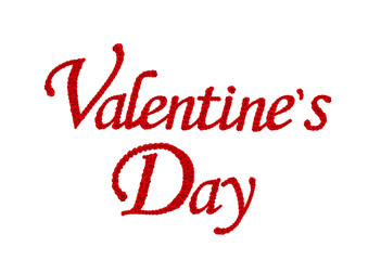 Red rose flower set in word Valentine’s day isolated on white