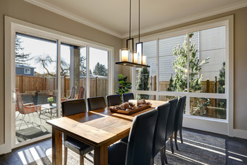 Sun filled dining room in new luxury home