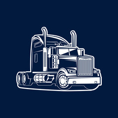 Truck black and white vector illustration