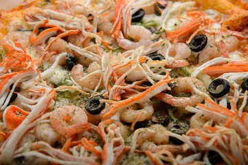 shrimp pizza on plate