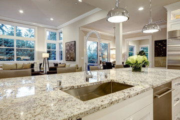 White kitchen design in new luxurious home - 133614822