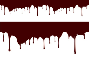 Melted chocolate syrup leaking on white background vector seamless illustration