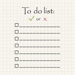 To do list in mathematical square paper with yes or not sign posted inside - motivational inscription template
