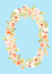 Greeting card with watercolor flowers handmade.