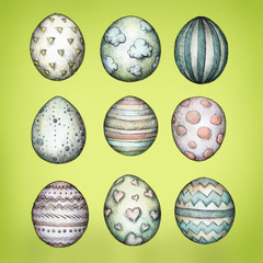 Ostereier mit unterschiedlicher Bemalung 