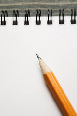 Blank sheet of paper with a pencil on it