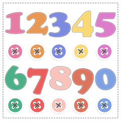 The numbers from 1 to 9, plush mathematics. Vector cartoon