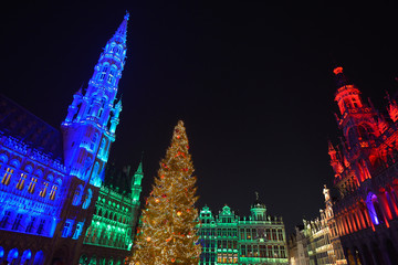 Christmas sound and lights show on the Grand Place as a part of the Winter Wonders and Christmas...