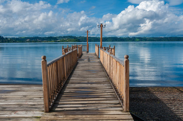 Pier at Llanquihue lake, Centinela peninsula, Chile