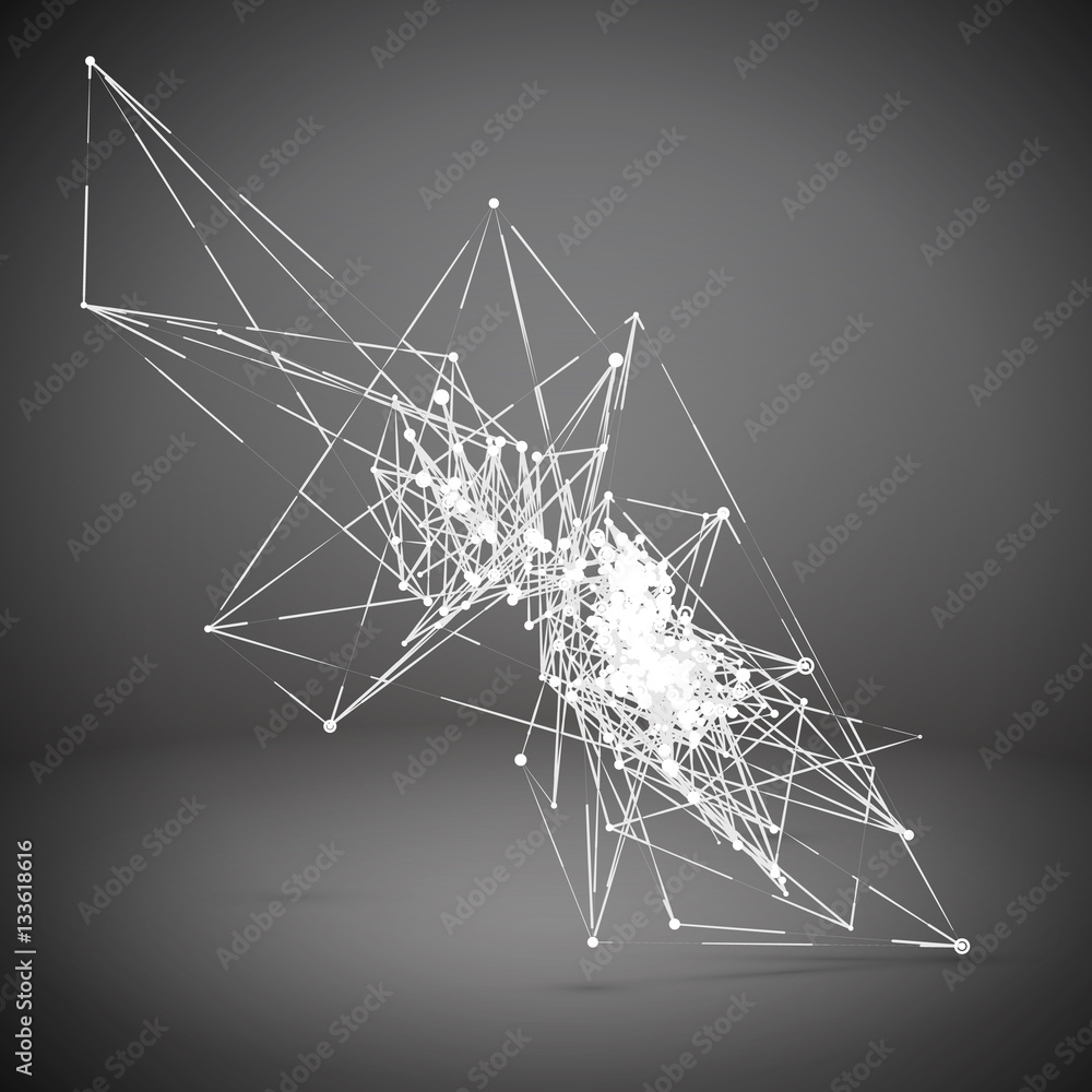 Poster abstract geometric polygonal shape. futuristic technology vector science background. connecting dots