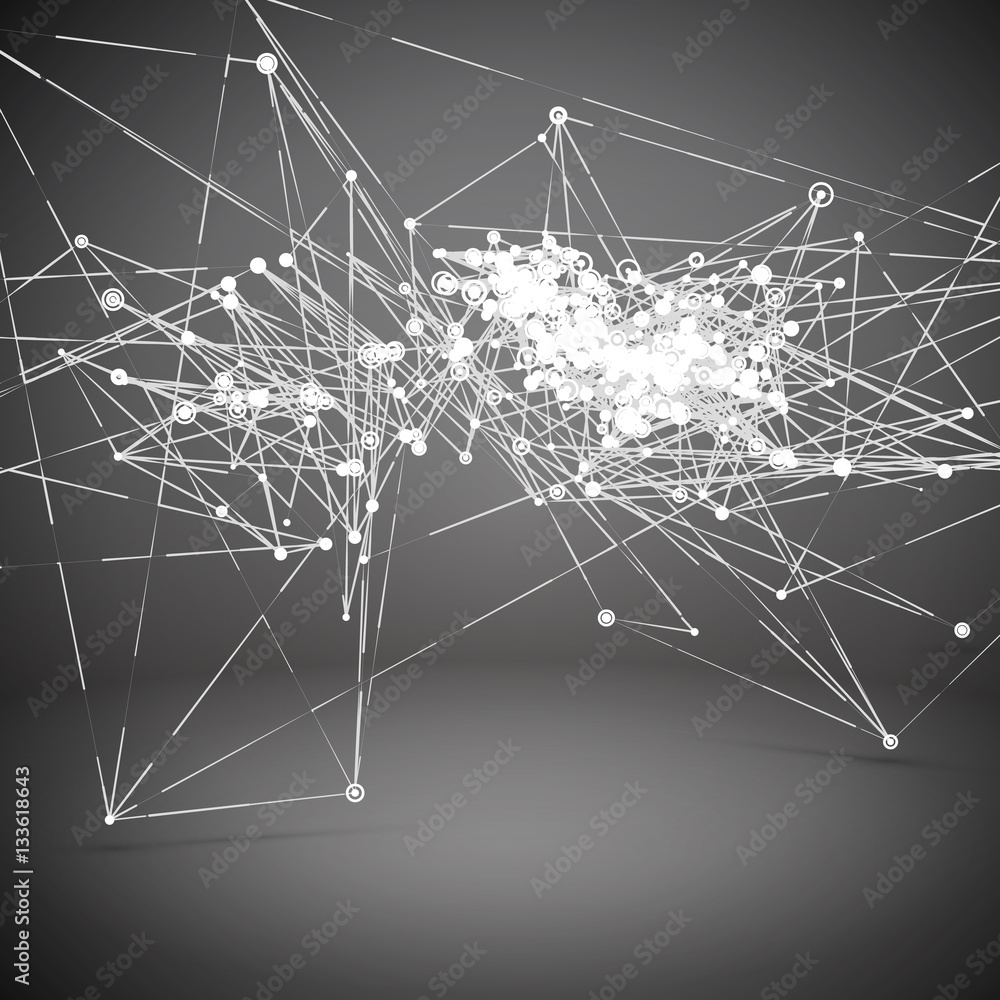 Poster abstract geometric polygonal shape. futuristic technology vector science background. connecting dots