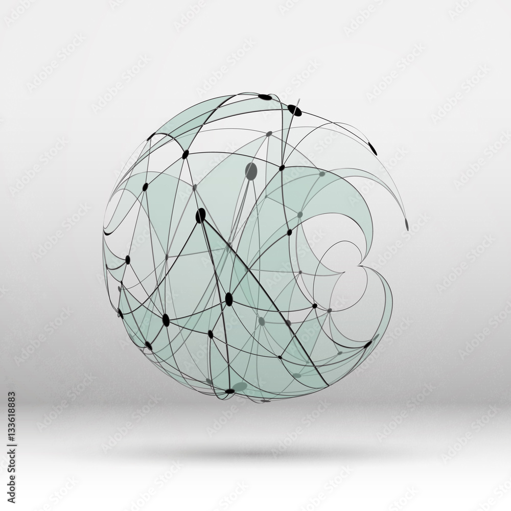 Poster abstract geometric polygonal shape. futuristic technology vector science background. connecting dots