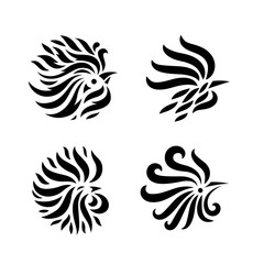 Obraz premium Fire Rooster, decorative symbol of chinese new year, vector illustration logos set