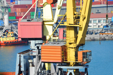 Port cargo crane and container