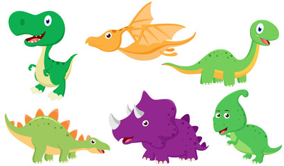 Fototapeta premium Cute Dinosaur cartoon collection set