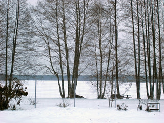 Snow animal figures. Russian Winter. Winter landscape