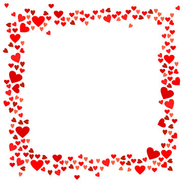 Abstract love for your Valentines Day greeting card design. Red Hearts frame isolated on white background. Vector illustration