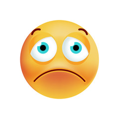 Cute Sad Emoticon on White Background. Isolated Vector Illustration 