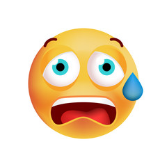 Cute Scared Emoticon on White Background. Isolated Vector Illustration 