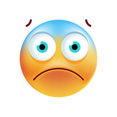 Cute Scared Emoticon on White Background. Isolated Vector Illustration 