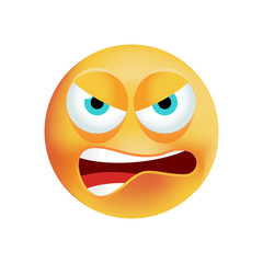 Cute Angry Emoticon on White Background. Isolated Vector Illustration 