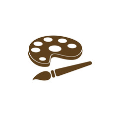Paint brush with palette icon. Flat design style.