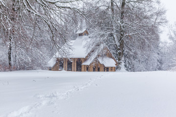 Stabkirche Stiege im Harz Winter