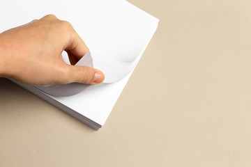 Blank paper on wood table