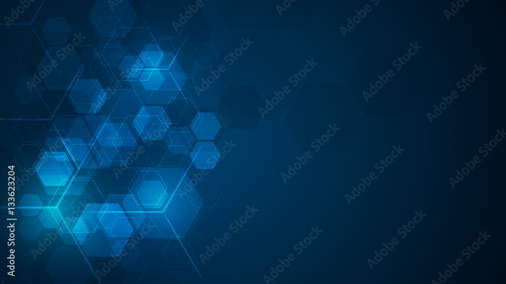 Poster abstract cube hexagon shape pattern innovative concept background