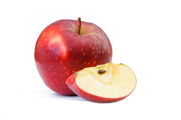 red apple and slice isolated on white background