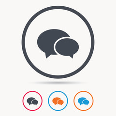 Chat icon. Speech bubble symbol. Colored circle buttons with flat web icon. Vector