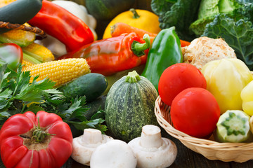 Vegetables. Colorful fresh vegetables background. Assortment of fresh vegetables close up.