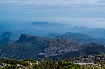 Beautiful panorama from the GR 221 Tramuntana mountains, Mallorca, Spain