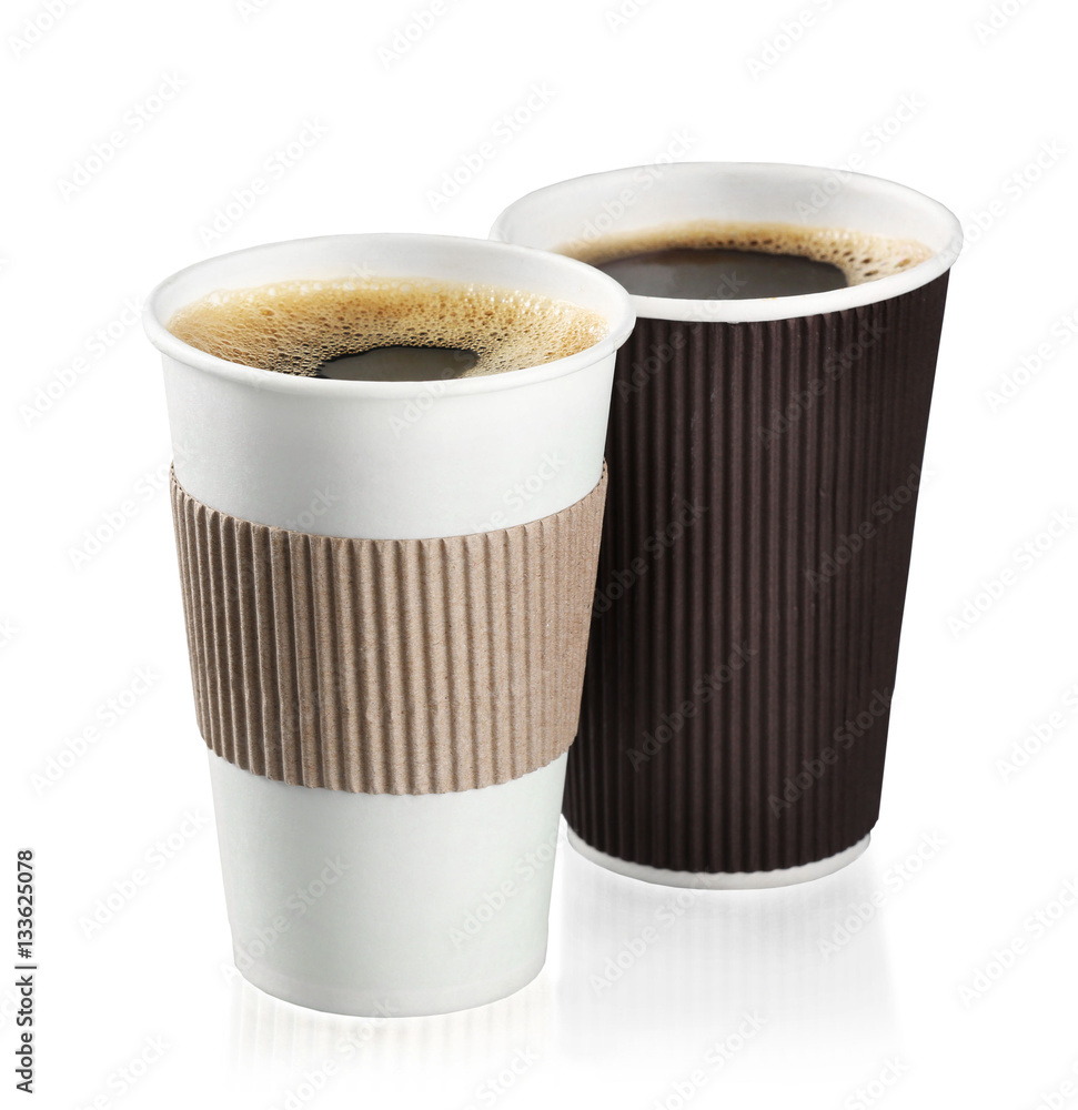 Poster Coffee cups on grey background