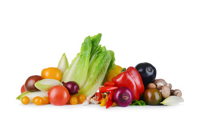 Group of fresh vegetables on white background