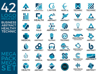 Mega Set and Big Group, Business Logo, Creative, Healthy, Technic and Abstract Logo Tempalate Design Eps 10
