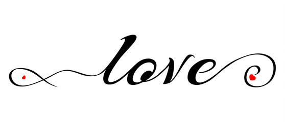 Vector lettering of love with hearts