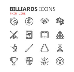 Simple modern set of billiards icons. Premium collection. Vector illustration.