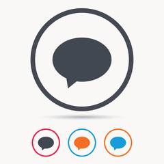 Speech bubble icon. Chat symbol. Colored circle buttons with flat web icon. Vector