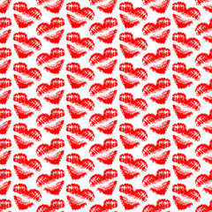 Retro Seamless Heart Pattern Kisses Red