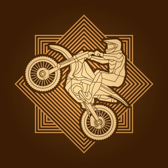 Motorcycle cross jumping designed on line square background graphic vector