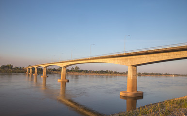Fototapeta na wymiar The Friendship Bridge at the mekong river in the town of Nong Kh