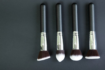 Brush with natural bristles for professional makeup, closeup, co